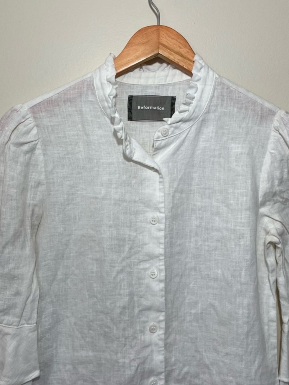 Reformation Linen Ruffle Shirt - Picture 2 of 9